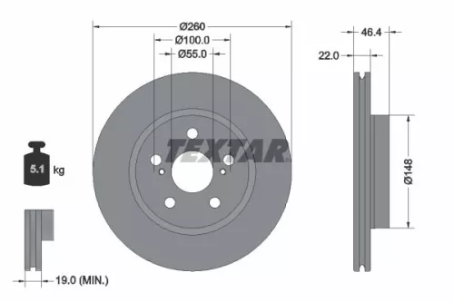 1x TEXTAR 92345403 Brake Disc