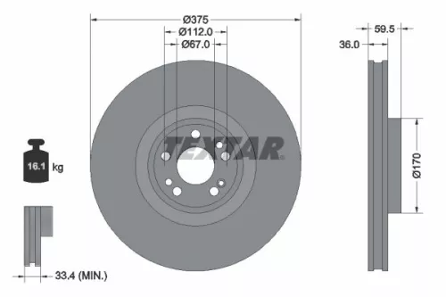 TEXTAR TEXTAR 92346705 1x TEXTAR 92346705 Brake Disc 