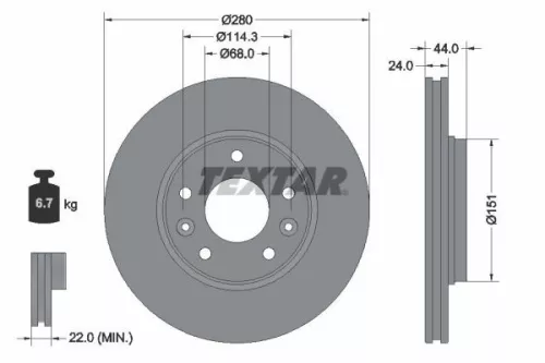 1x TEXTAR 92346803 Brake Disc
