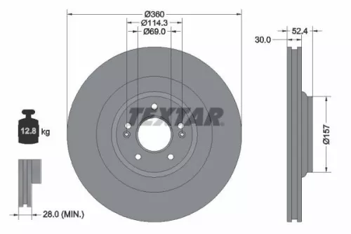 1x TEXTAR 92346905 Brake Disc