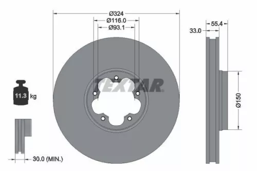 1x TEXTAR 92347103 Brake Disc