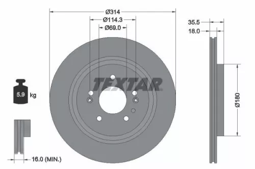 1x  TEXTAR Brake Disc