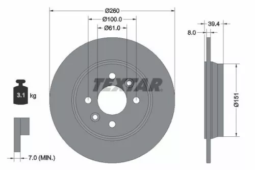 1x TEXTAR 92347603 Brake Disc