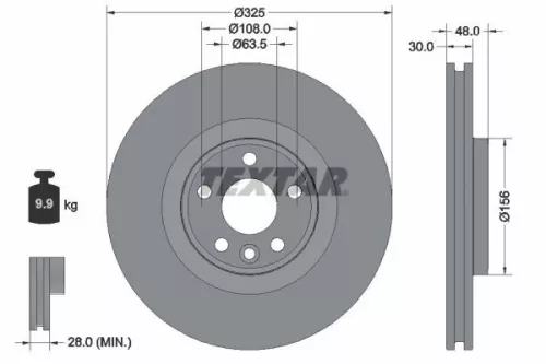1x TEXTAR 92348805 Brake Disc