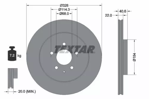 1x TEXTAR 92349003 Brake Disc