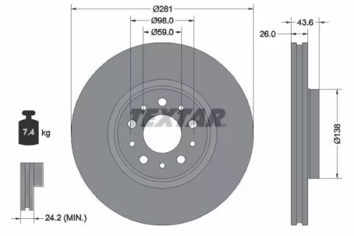 1x TEXTAR 92349303 Brake Disc