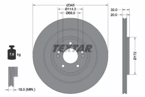 1x TEXTAR 92349403 Brake Disc