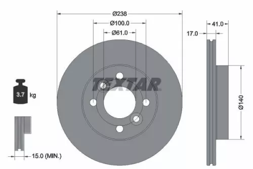 1x  TEXTAR Brake Disc 92350903 238