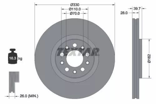 TEXTAR TEXTAR 92351103 1x TEXTAR 92351103 Brake Disc 