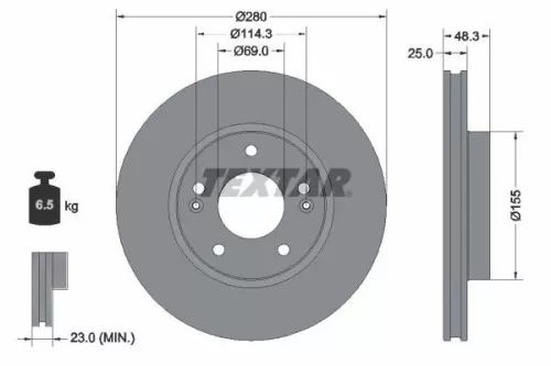 TEXTAR TEXTAR 92351203 1x TEXTAR 92351203 Brake Disc 