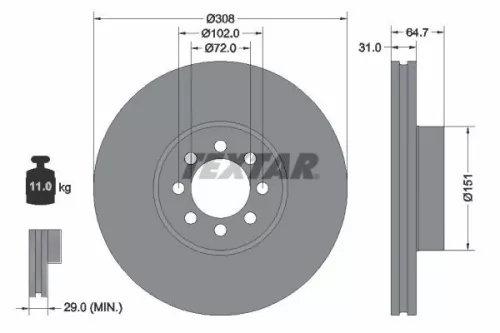 TEXTAR TEXTAR 92351303 1x TEXTAR 92351303 Brake Disc 