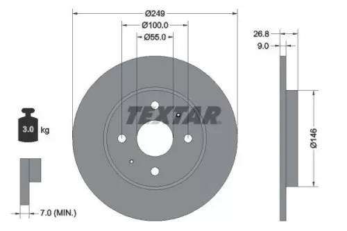TEXTAR TEXTAR 92352203 1x TEXTAR 92352203 Brake Disc 
