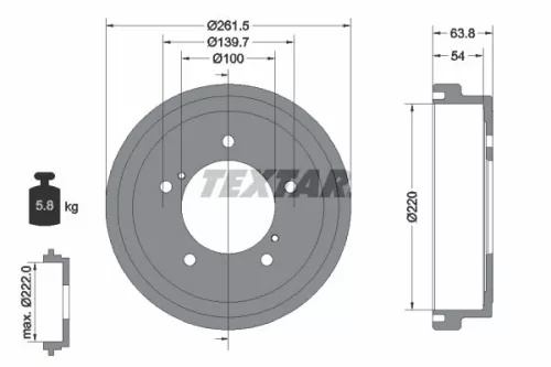 1x TEXTAR 94037800 Brake Drum