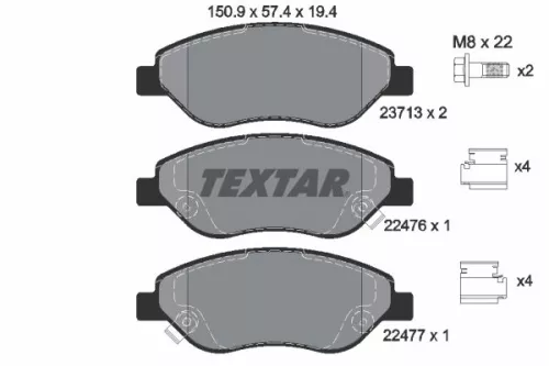 TEXTAR TEXTAR (2247601) 1x Brake Kit, disc brake 