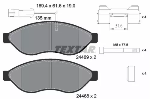 TEXTAR TEXTAR (2446902) 1x Brake Kit, disc brake 