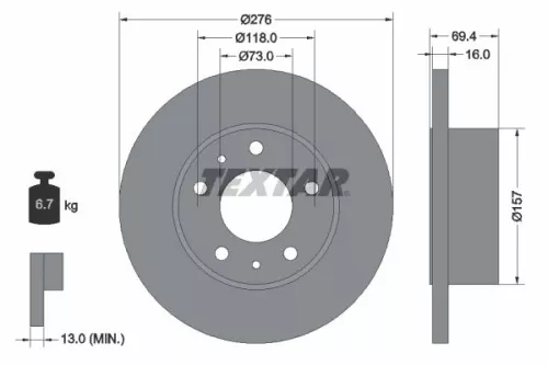 TEXTAR TEXTAR (2912303) 1x Brake Kit, disc brake 
