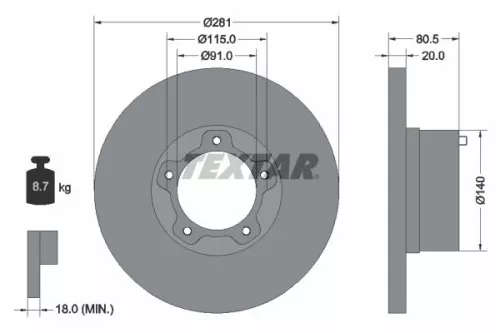 TEXTAR TEXTAR 92031500 1x TEXTAR 92031500 Brake Disc 