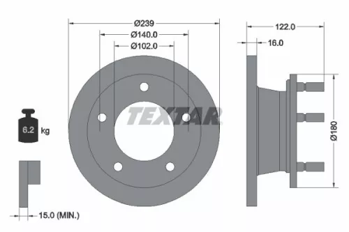 TEXTAR TEXTAR (92038900) 1x  TEXTAR Brake Disc 