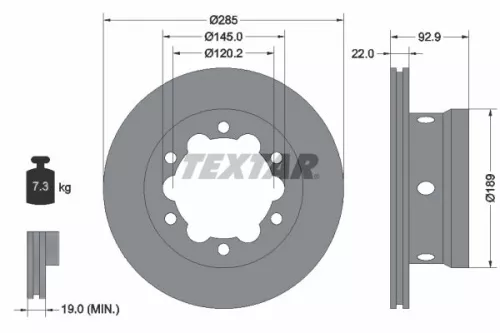 1x  TEXTAR Brake Disc 92089803 285