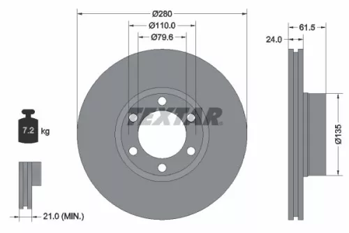1x TEXTAR 92097703 Brake Disc