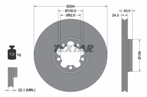 1x TEXTAR 92103803 Brake Disc