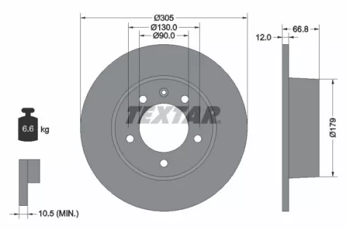 1x TEXTAR 92111203 Brake Disc