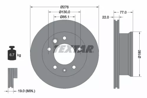 1x TEXTAR 92131503 Brake Disc