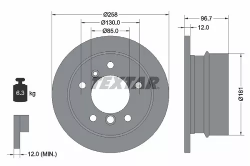 1x  TEXTAR Brake Disc 92137503 258