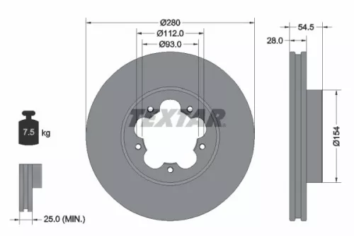 1x TEXTAR 92151803 Brake Disc