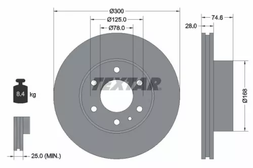 1x TEXTAR 92155900 Brake Disc