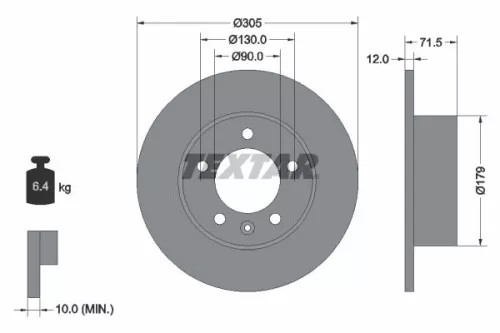 1x TEXTAR 92228700 Brake Disc