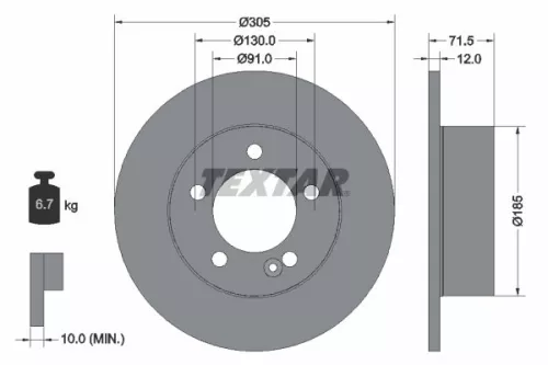 TEXTAR TEXTAR (92228800) 1x  TEXTAR Brake Disc 