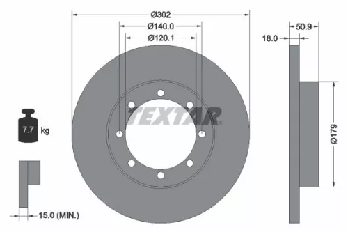 1x TEXTAR 92230803 Brake Disc