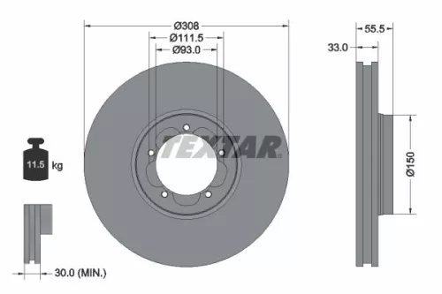 1x TEXTAR 92273003 Brake Disc