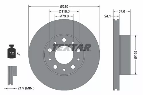 1x  TEXTAR Brake Disc