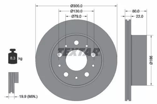 1x TEXTAR 92284303 Brake Disc