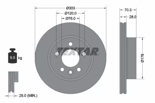 1x  TEXTAR Brake Disc