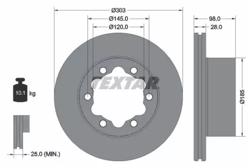 1x TEXTAR 92295303 Brake Disc