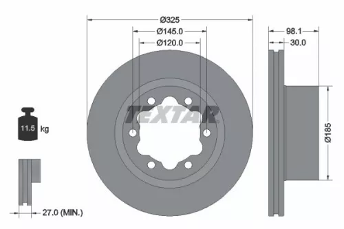 1x TEXTAR 92305803 Brake Disc