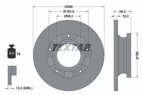 1x  TEXTAR Brake Disc 92316903 288