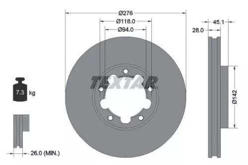 1x TEXTAR 92324003 Brake Disc
