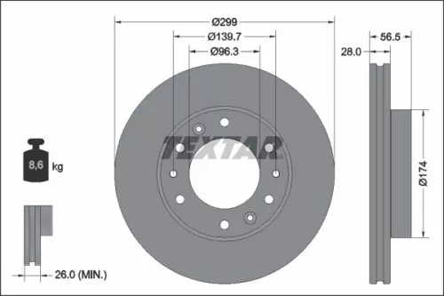 TEXTAR TEXTAR 92338103 1x TEXTAR 92338103 Brake Disc 