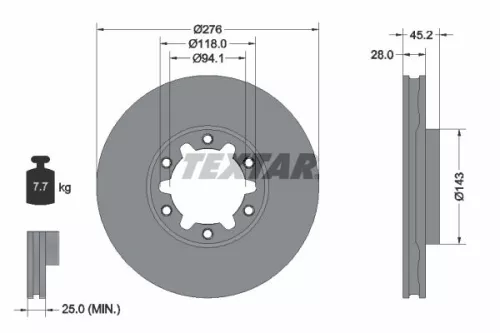 TEXTAR TEXTAR 92338603 1x TEXTAR 92338603 Brake Disc 
