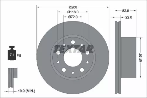 1x  TEXTAR Brake Disc