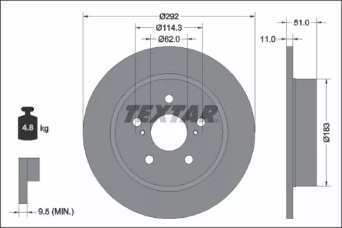 1x TEXTAR 92347803 Brake Disc