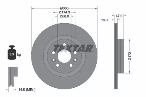 TEXTAR TEXTAR 92351803 1x TEXTAR 92351803 Brake Disc 