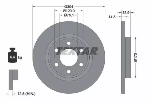1x TEXTAR 92352703 Brake Disc