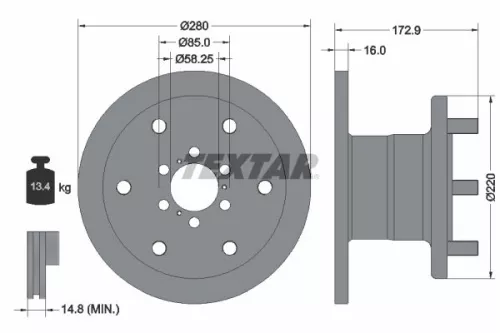 TEXTAR TEXTAR 93042801 1x TEXTAR 93042801 Brake Disc 
