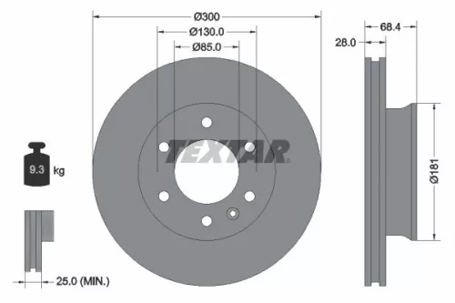 1x  TEXTAR Brake Disc