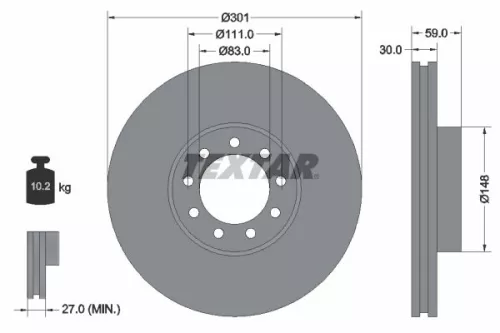 1x  TEXTAR Brake Disc 93177603 301